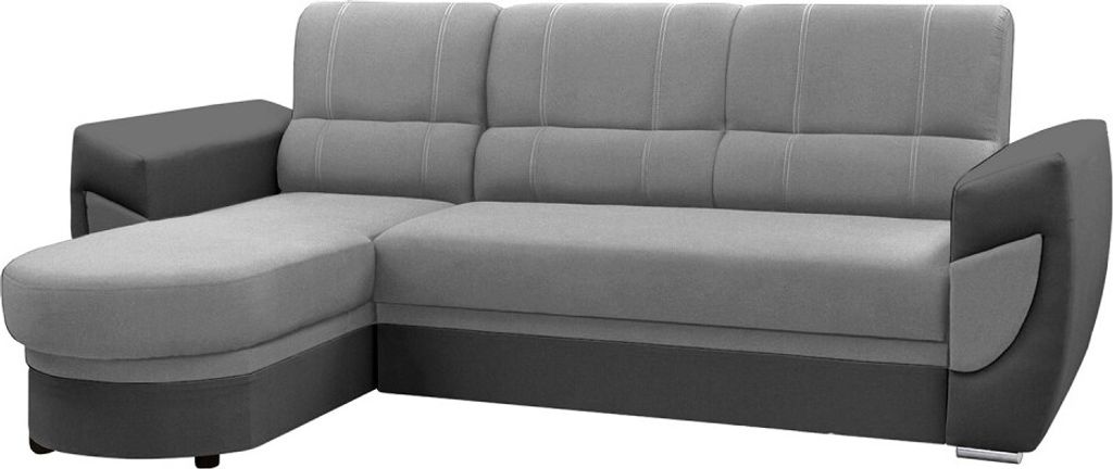 Schlafsofa, Ecksofa mit Bettkasten, einzigartige Ottomanenform, L-förmiges Ecksofa, moderne konturierte Armlehnen, elegante Steppung, Ottomane lin...