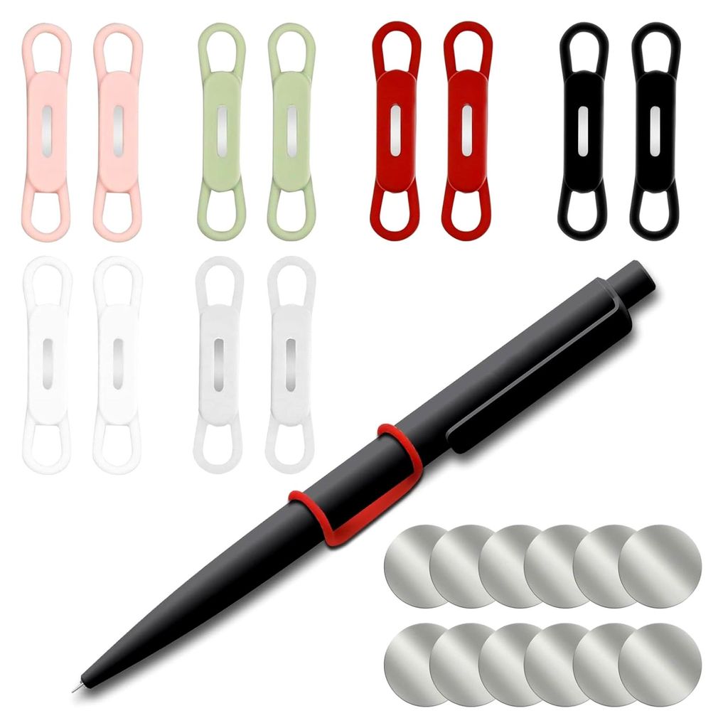 12 Stück Magnetischer Stifthalter für Kühlschrank, tragbarer Stift Organizer mit verstellbarer Federschlaufe