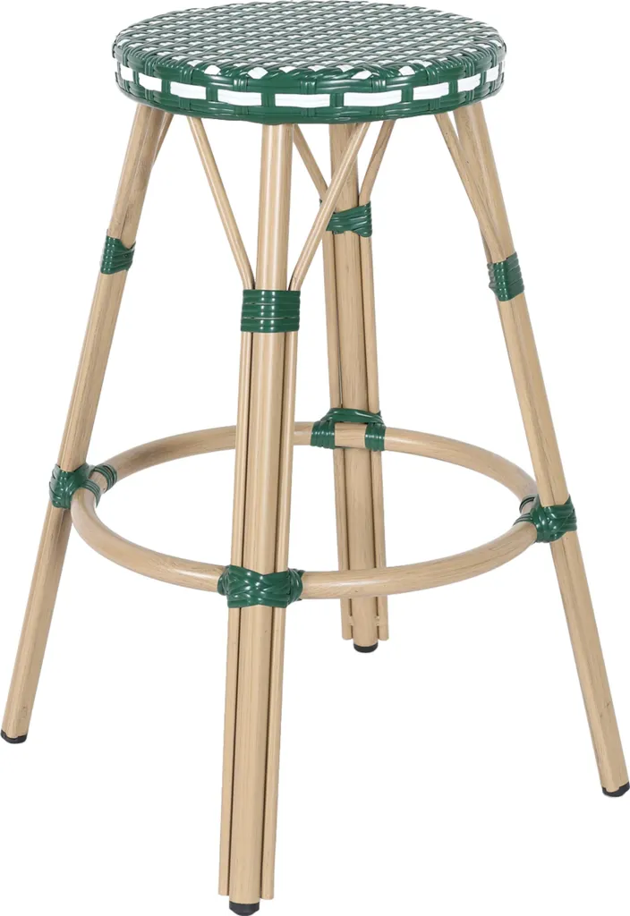 Tabouret de bar de jardin Belleville résistant en aluminium et rotin