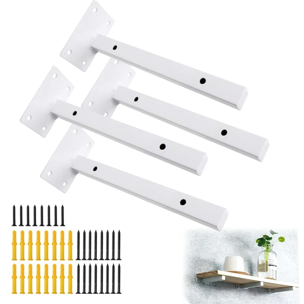 Support pour étagère suspendue de garage ou salon, lot de 4 en blanc