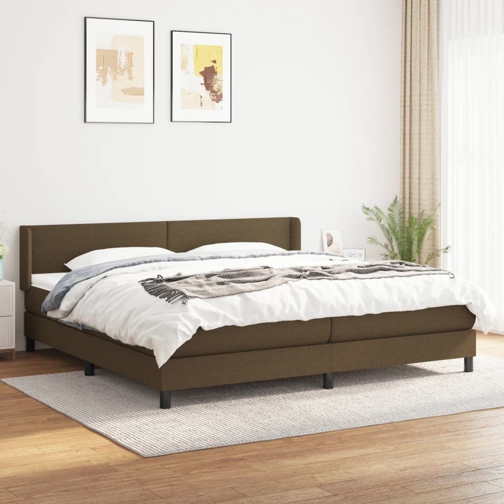 The Living Store Boxspringbett mit Matratze Dunkelbraun 200x200 cm Stoff