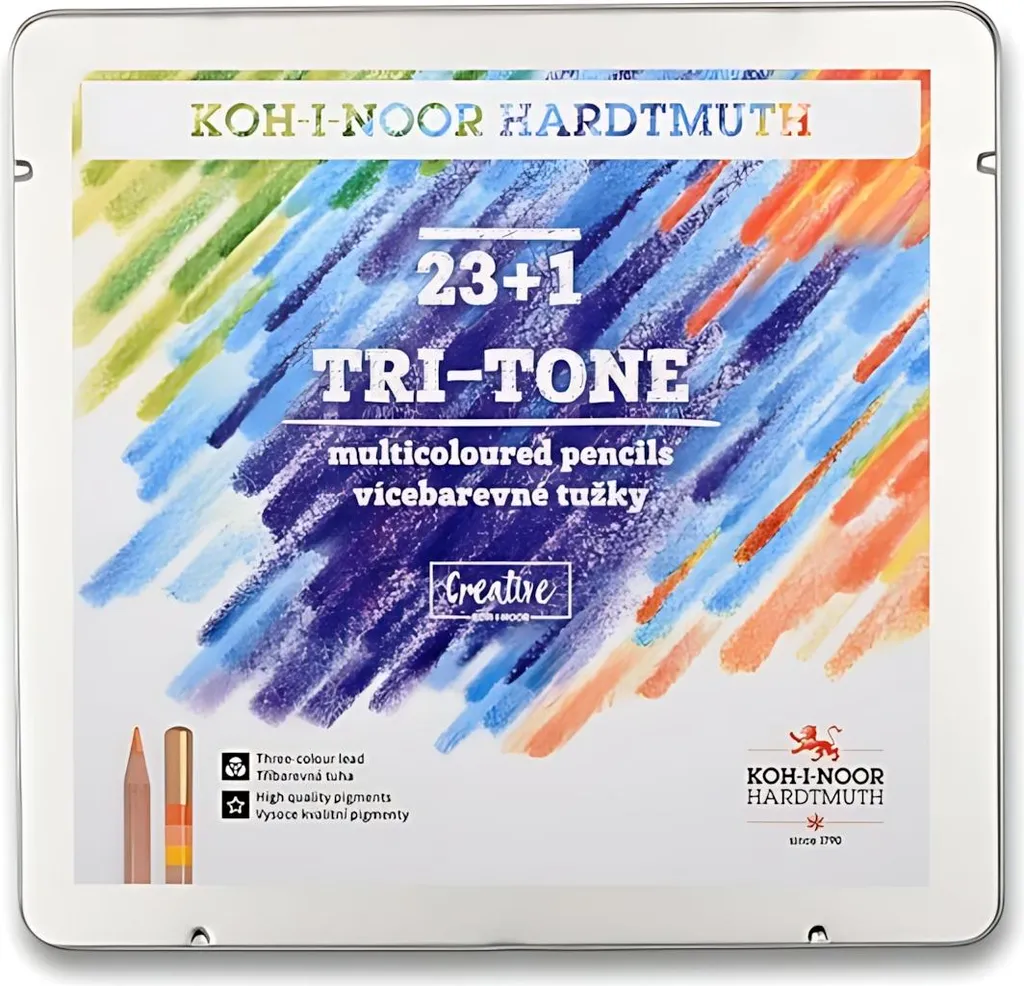 KOH TRI-TONE Crayons de Couleur de Qualité Set de 24 Pièces en Étui