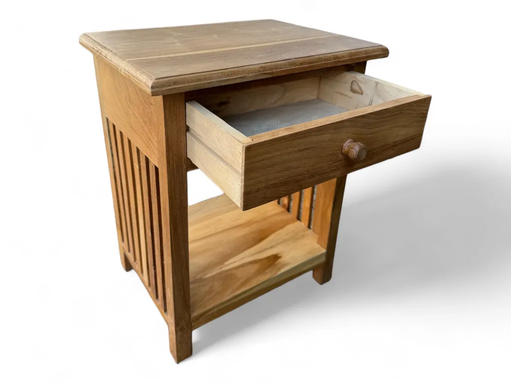 Table de chevet en bois de teck massif au look vintage - Modèle Jati