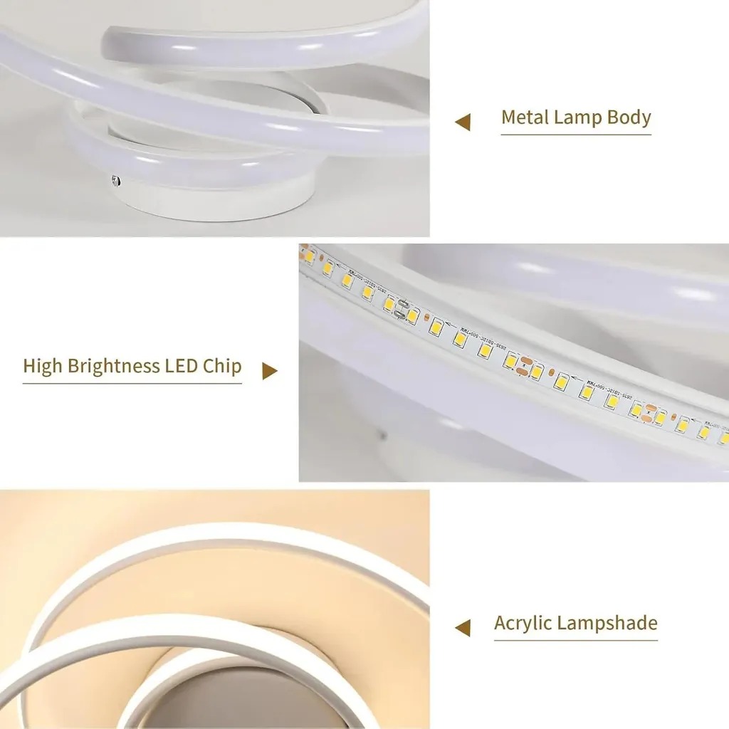 Plafonnier LED design blanc chaud pour éclairage salon et chambre - 6