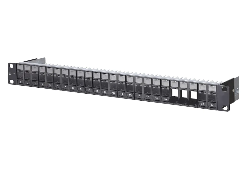 Module METZ CONNECT BTR E-DAT C6A 24 ports 180°M pour brassage RJ45