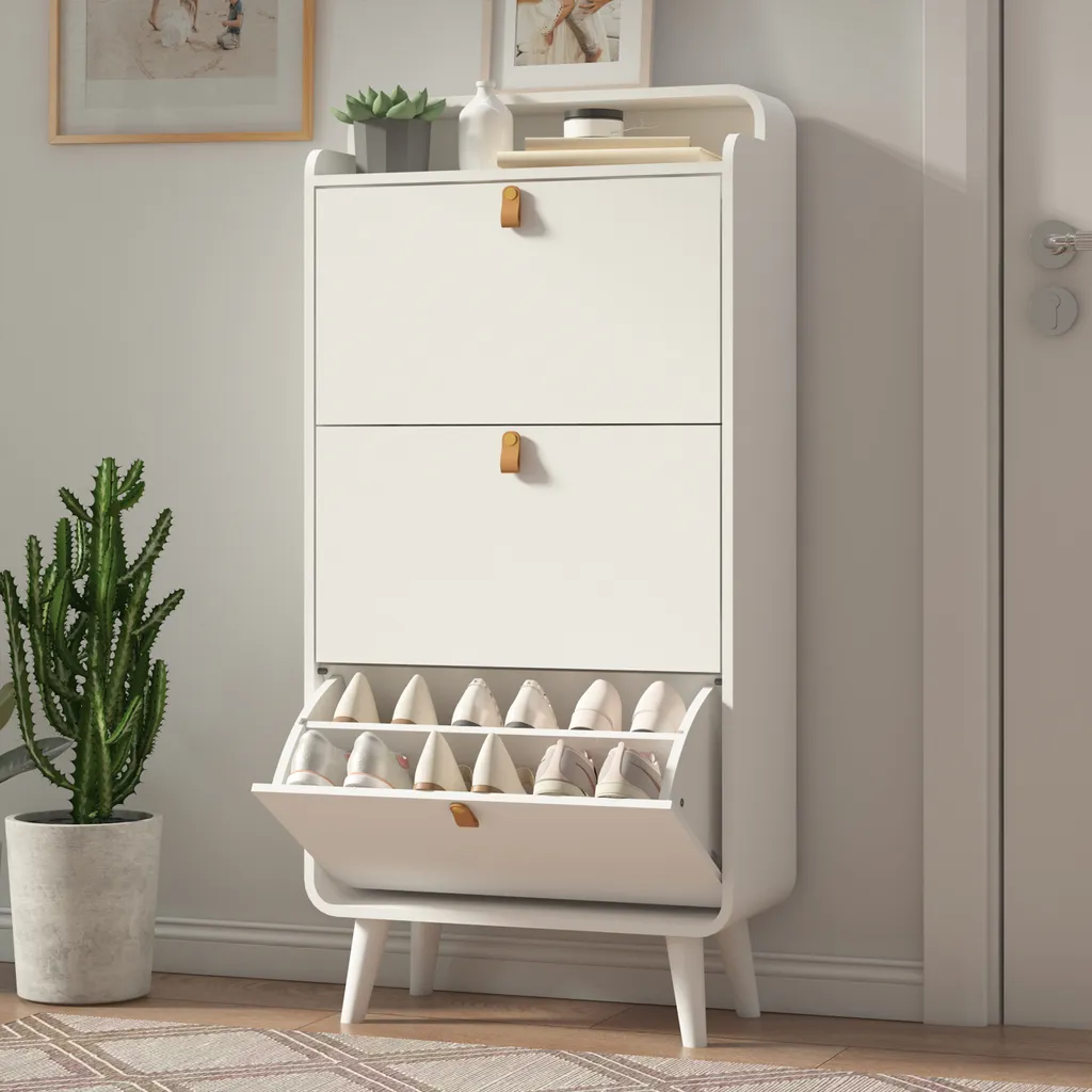 Armoire à chaussures AIORBER 3 portes battantes blanc 63x29,5x133,7 cm