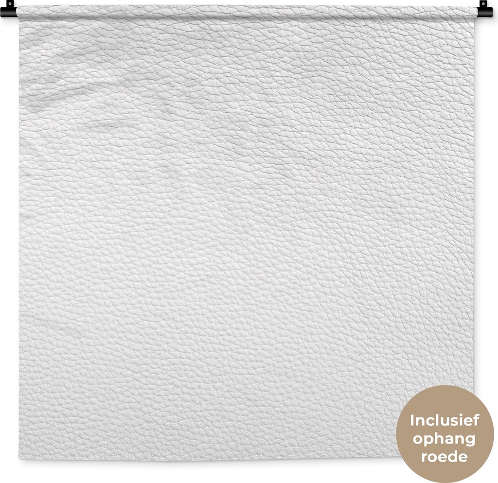 MuchoWow Wandteppich Wandbehang Leder - Strukturiert - Leder-Optik - Weiß 90x90 cm Tapisserie Dekoration Wandtuch - Wandaufhänger