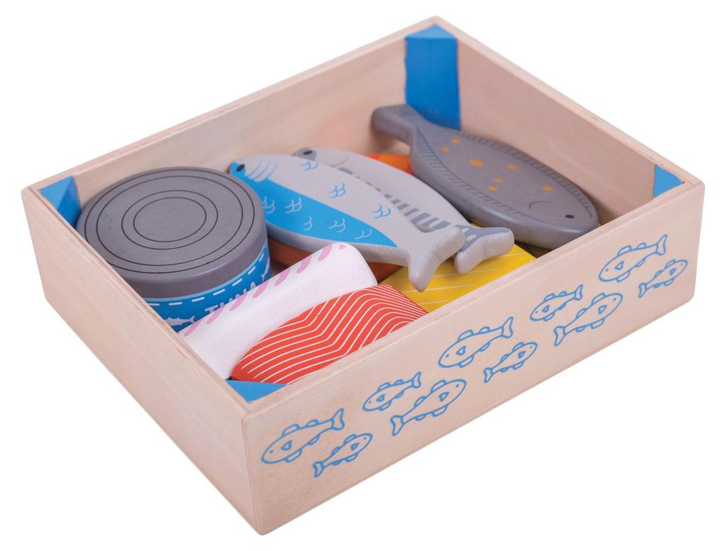 Bigjigs Toys Hölzerne Meeresfrüchte in einer Box