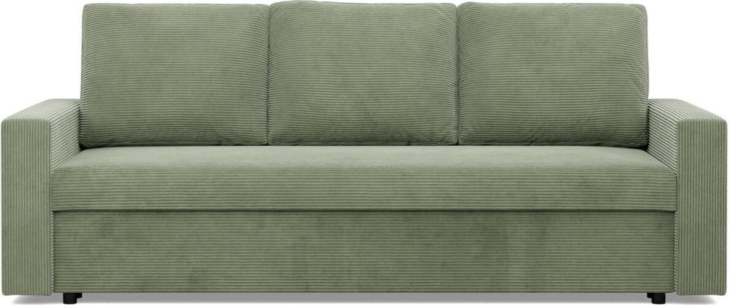 Sofa mit Schlaffunktion NEO, Wohnzimmer Couch 3-Sitzer 220x92cm, Cord, Grün