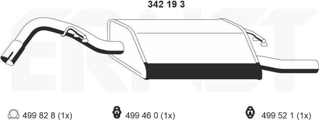 ERNST 342193 Endschalldämpfer für FORD Escort VI Cabrio (ALL) Auspuff