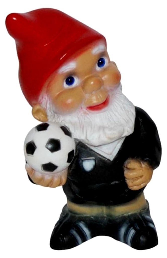 Gartenzwerg Schiedsrichter Fußball klein 17 cm Gartendekoration Dekofigur Zwerg aus Kunststoff