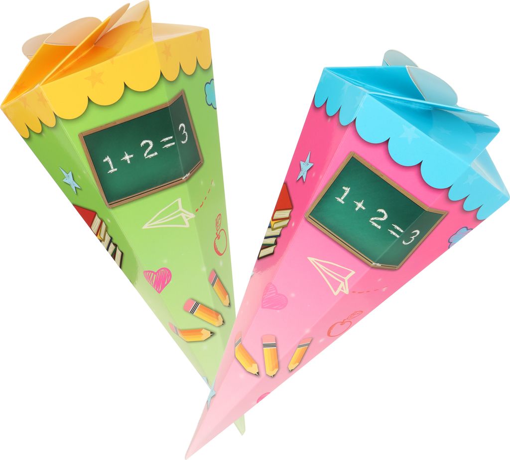 com-four® 2x Schultüte 30cm, Geschwisterschultüten aus Produktbild 