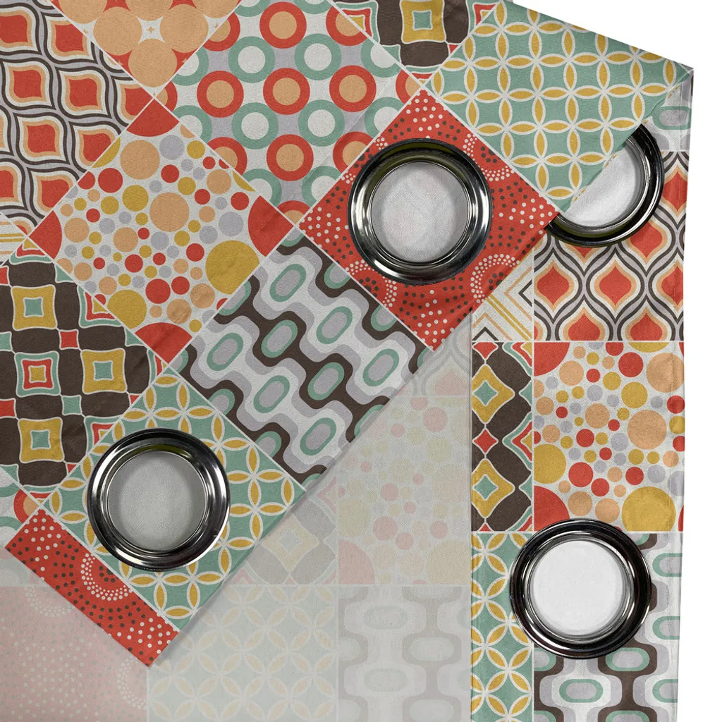 Rideau géométrique diagonal multicolore 280x175cm style mosaïque pro - 3