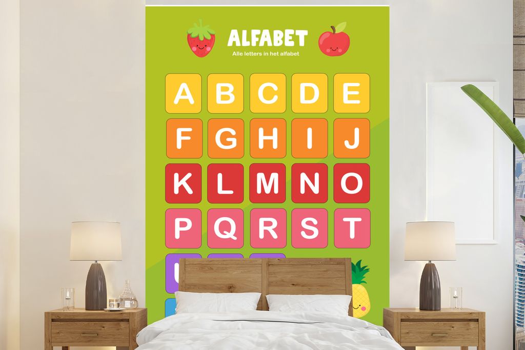 MuchoWow Fototapete für Wohnzimmer oder Schlafzimmer Wandtapete Vinyl Motivtapete Kinderzimmer - Alphabet - Lernen - Jungen - Mädchen - Kinder ...