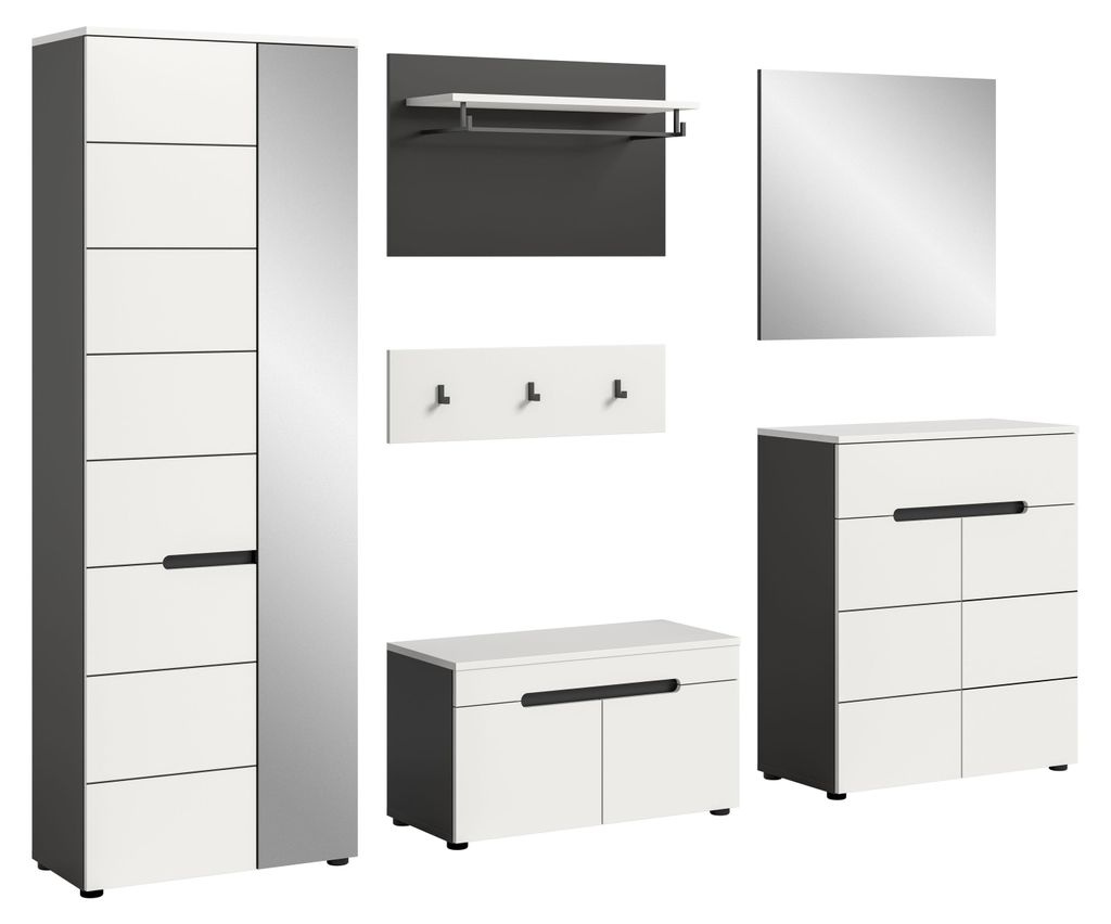 Garderoben-Set Canu | Basalt grau / Weiß | 5-teilig ohne Produktbild 
