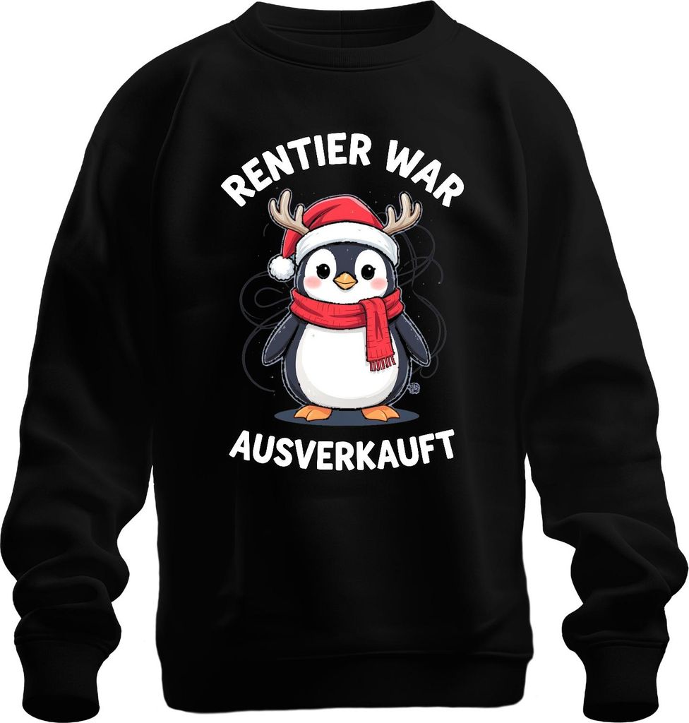 Rentier war t Pinguin Weihnachten lustig Geschenk Uni Sweatshirt Pullover, Schwarz, S