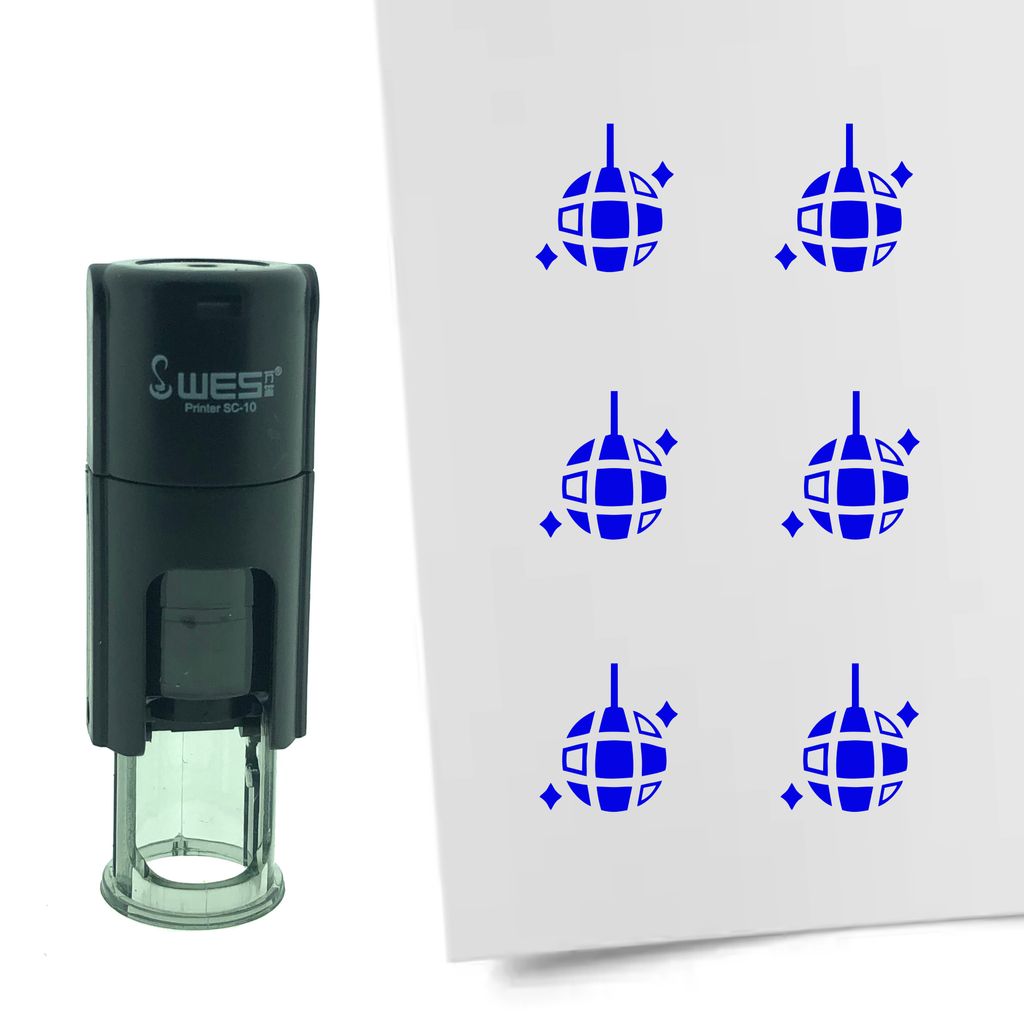 CombiCraft Selbstfärbender Stempel 'Discokugel' in der Farbe Blau, Ø10mm