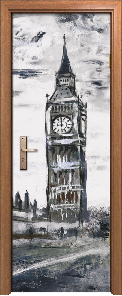 Türposter 70x200 cm Türaufkleber Türtapete Türfolie Klebefolie Straße Ansicht des Londoner Busses