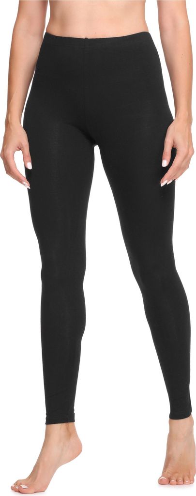 Ladeheid Damen Lange Leggings aus Baumwolle LA40-133 (Schwarz, L)