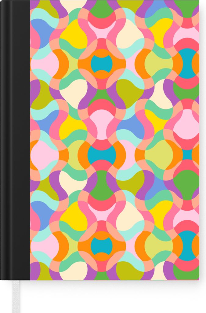 MuchoWow Notizbuch Tagebuch Haushaltsbuch Notebook A5 Design - Abstrakt - Farben - Retro - Notizblock - Notizheft - Notebook - Schreibblock - Papier