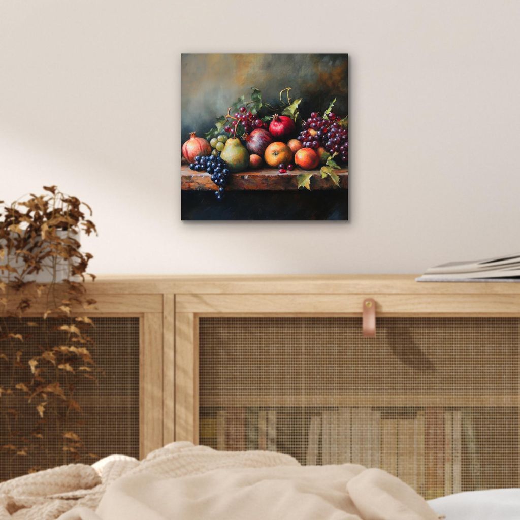MuchoWow Wanddekoration Metall Metallbild Wandkunst 20x20 cm Rustikal - Stilleben - Obst MuchoWow Aluminium Gemälde - Alu Dibond Bilder