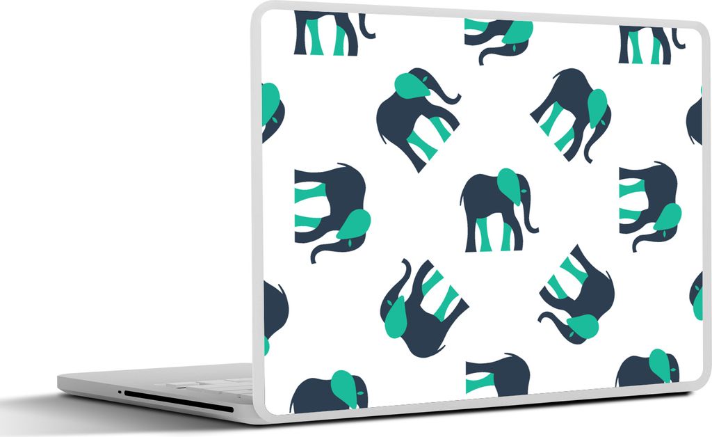 MuchoWow Laptop Aufkleber Sticker Cover Elefant - Muster - Grün 30x22 cm - Laptop-Sticker