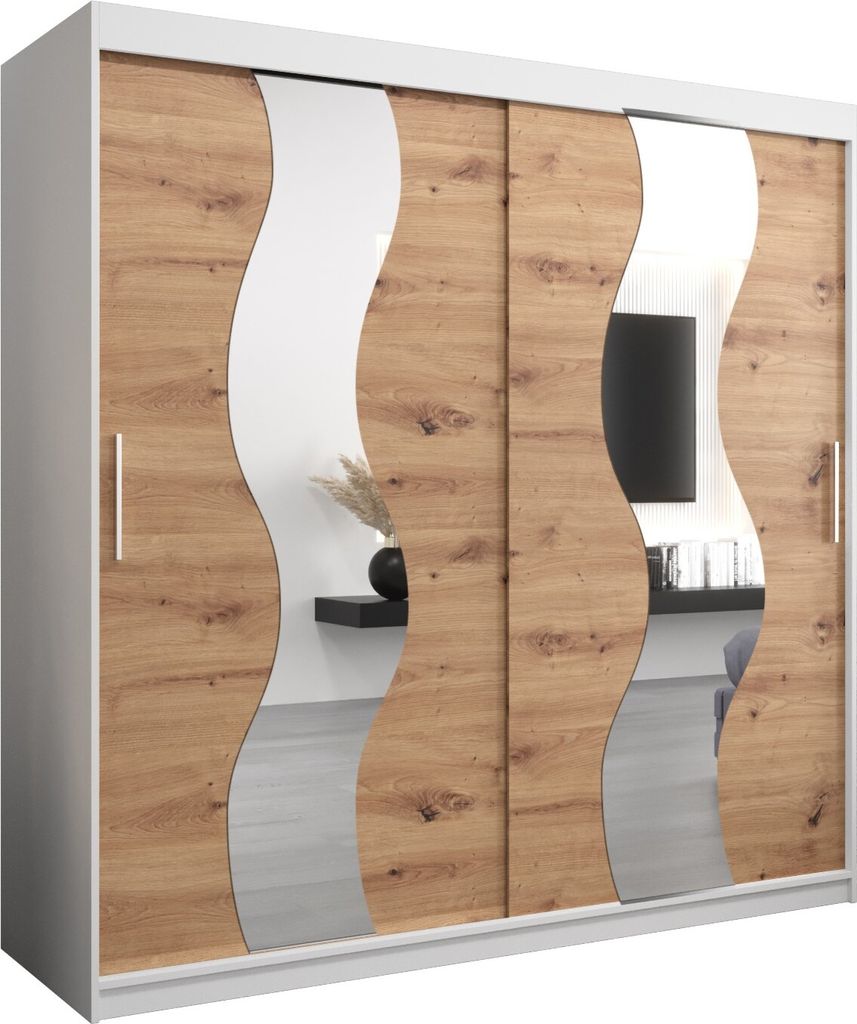 Kleiderschrank, Schiebetürenschrank Schlafzimmer, Schrank mit Spiegel SEWILLA 200 cm