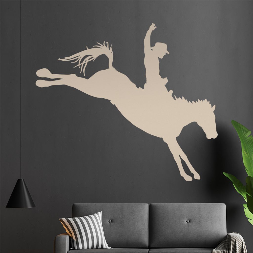 KIWISTAR Cowboy Pferd - Reiten Arena Rondeo Wandtattoo in 6 Größen - Wandaufkleber Wall Sticker - Dekoration, Küche, Wohnzimmer, Schlafzimmer, B...