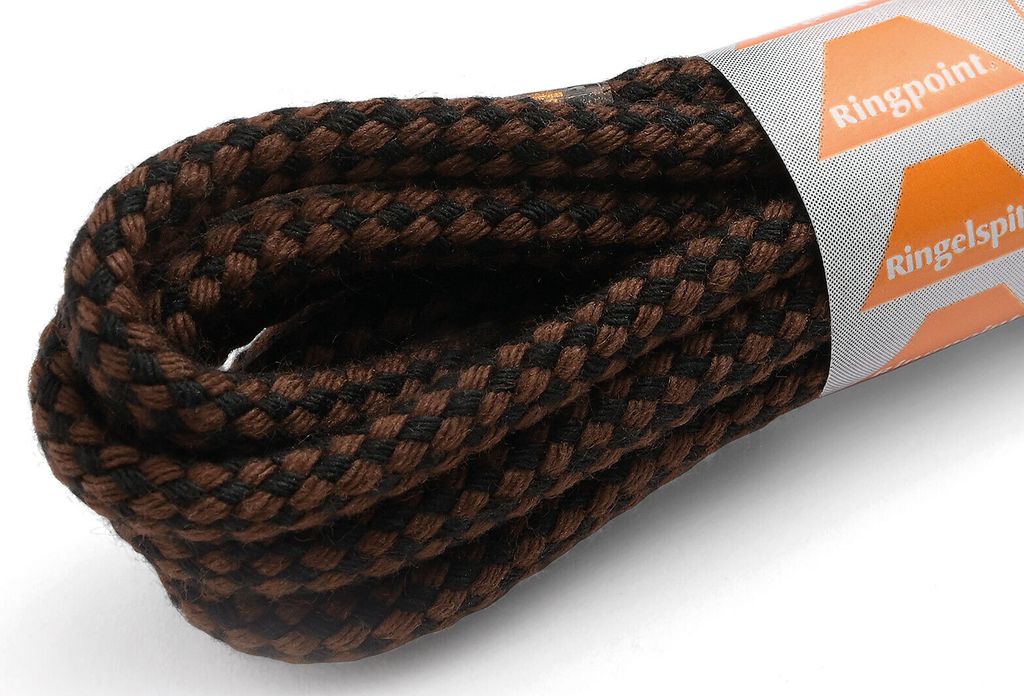 RINGELSPITZ - Rund Dick Schnürsenkel – Robuste Schnürsenkel - 90 cm, h'braun/schwarz