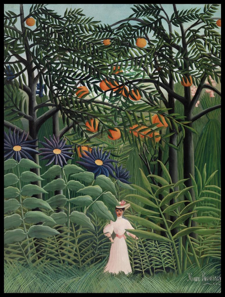 Plakat 60x80cm Frau beim Gehen, Rousseau Vintage für das Wohnzimmer
