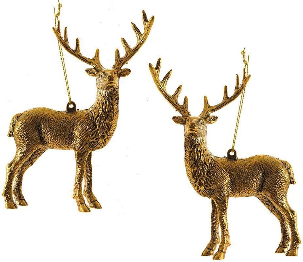Christbaumschmuck Rentier gold Hirsch 2 Stück Weihnachtsbaumschmuck