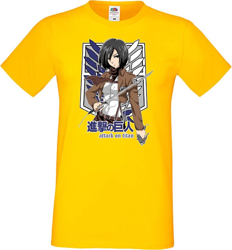 Herren T-Shirt Anime Manga Attack Anime On Titan Mikasa Ackerman 01 Ackerman Mikasa, Man M / Gelb