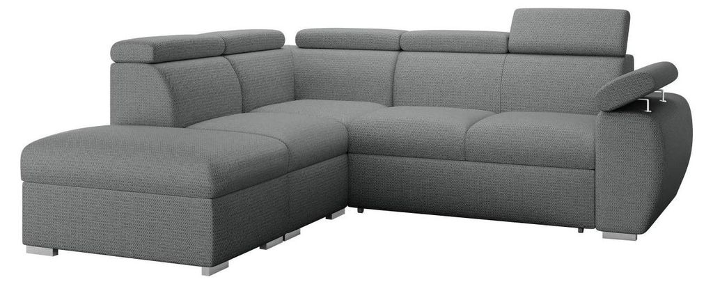 MIRJAN24 Ecksofa Boston 2RR1P, Eckcouch mit zwei Bettkästen und Schlaffunktion, Verchromte Metallfüße, Einstellbare Kopfstützen (Farbe: Aragon ...