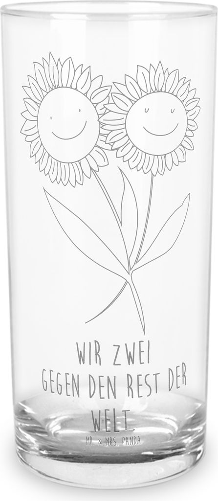 Mr. & Mrs. Panda Glas Blume Sonnenblume 400 ml - Transparent - Geschenk, Cocktailglas, Freundin, Garten, Longdrinkglas, Sonnenblumen, Tumbler, Zusa...