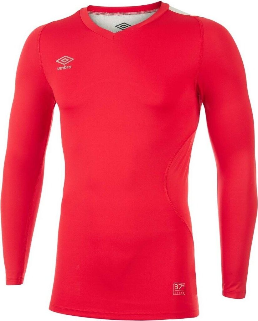 Umbro - "Elite" Base Layer Oberteil V-Ausschnitt für Herren UO265 (XXL) (Zinnoberrot)