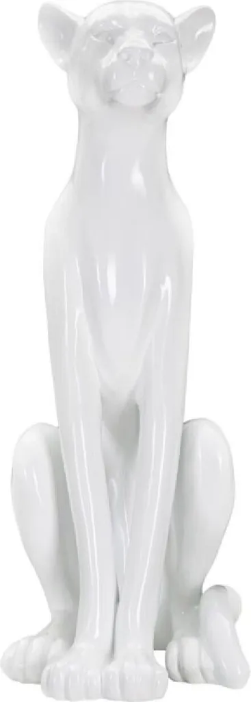 Statue Léopard Assis Blanc Décoration Intérieure Chic - 74 cm Hauteur