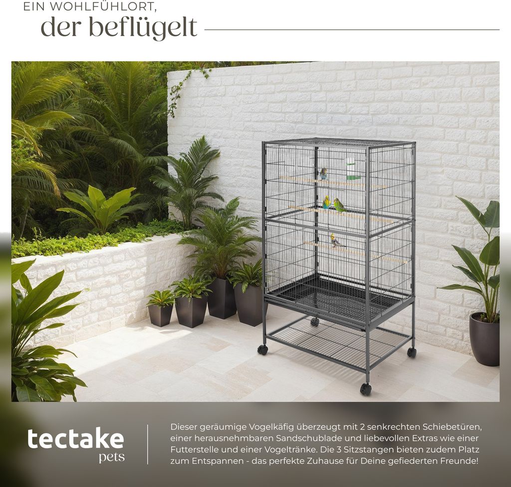 Klietka pre vtáky vysoká 131 cm - antracitová Obrázok produktu 7