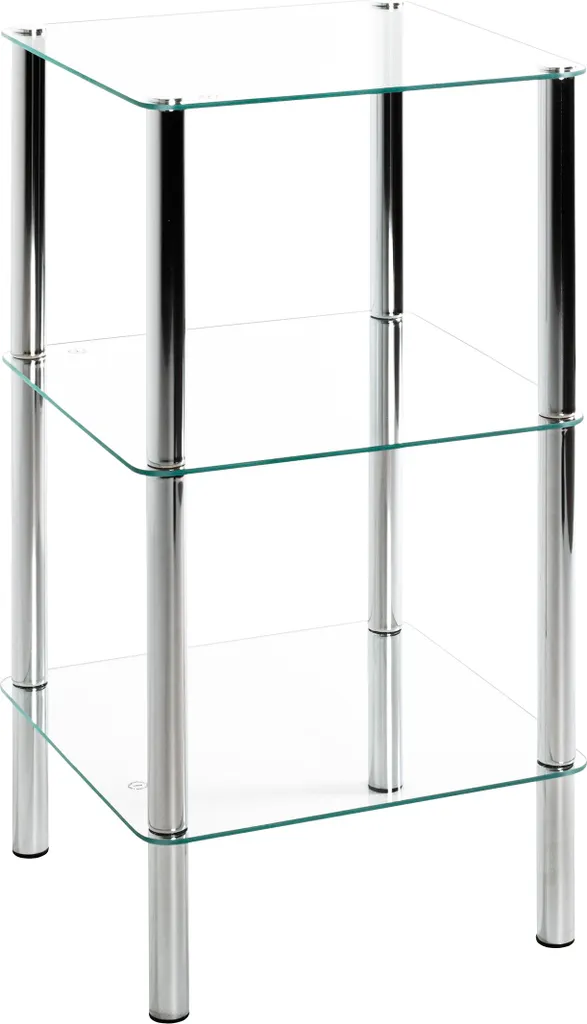 Meuble de rangement salle de bain 3 niveaux en verre trempé et chrome