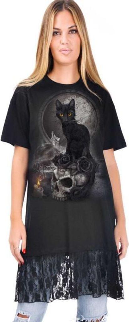 Alchemy England T-Shirt Damen Black Cat schwarz L
