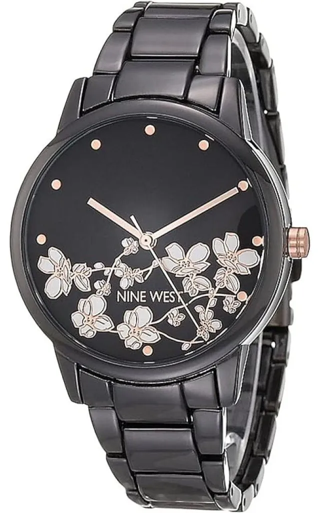 Montre grise NW/2597FLGY avec cadran floral et mouvement quartz fiable