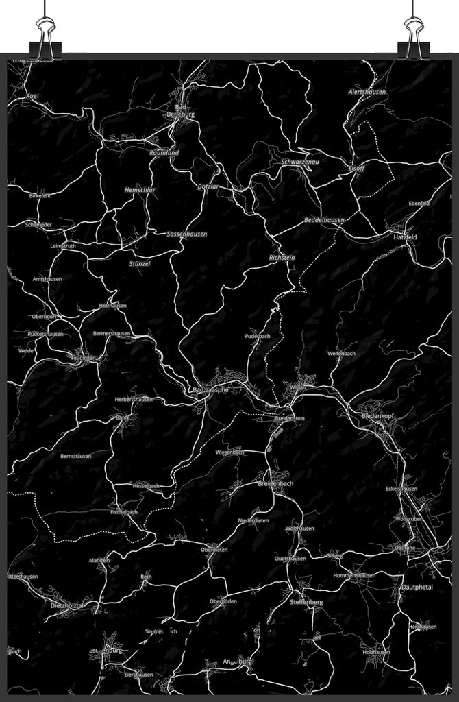 Mr. & Mrs. Panda Bild Bad Laasphe DIN A5 - Geschenk, drucke, wanddruck, Wandbild, Stadt, Kunstdruck, wanddeko, Dorf Karte Landkarte Map Stadtplan