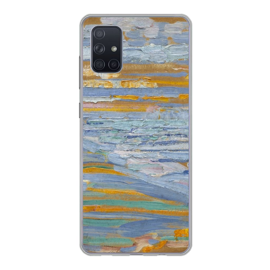 MuchoWow Handyhülle Schutzhülle Hülle für Samsung Galaxy A71 Blick auf den Strand und die Seebrücke von den Dünen aus - Piet Mondrian Silik...