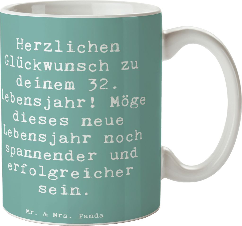 Mr. & Mrs. Panda cappuccinotasse Spruch 32. Geburtstag - Produktbild 