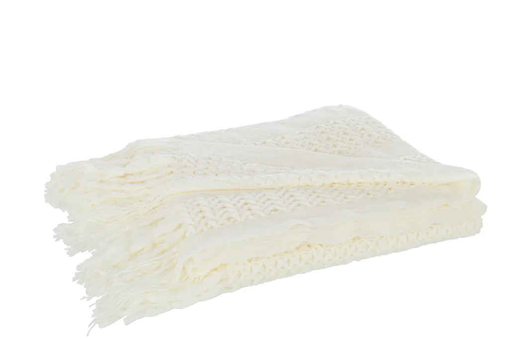Plaid Cocooning Blanc pour Soirées Hiver - Couverture J-Line 130x160