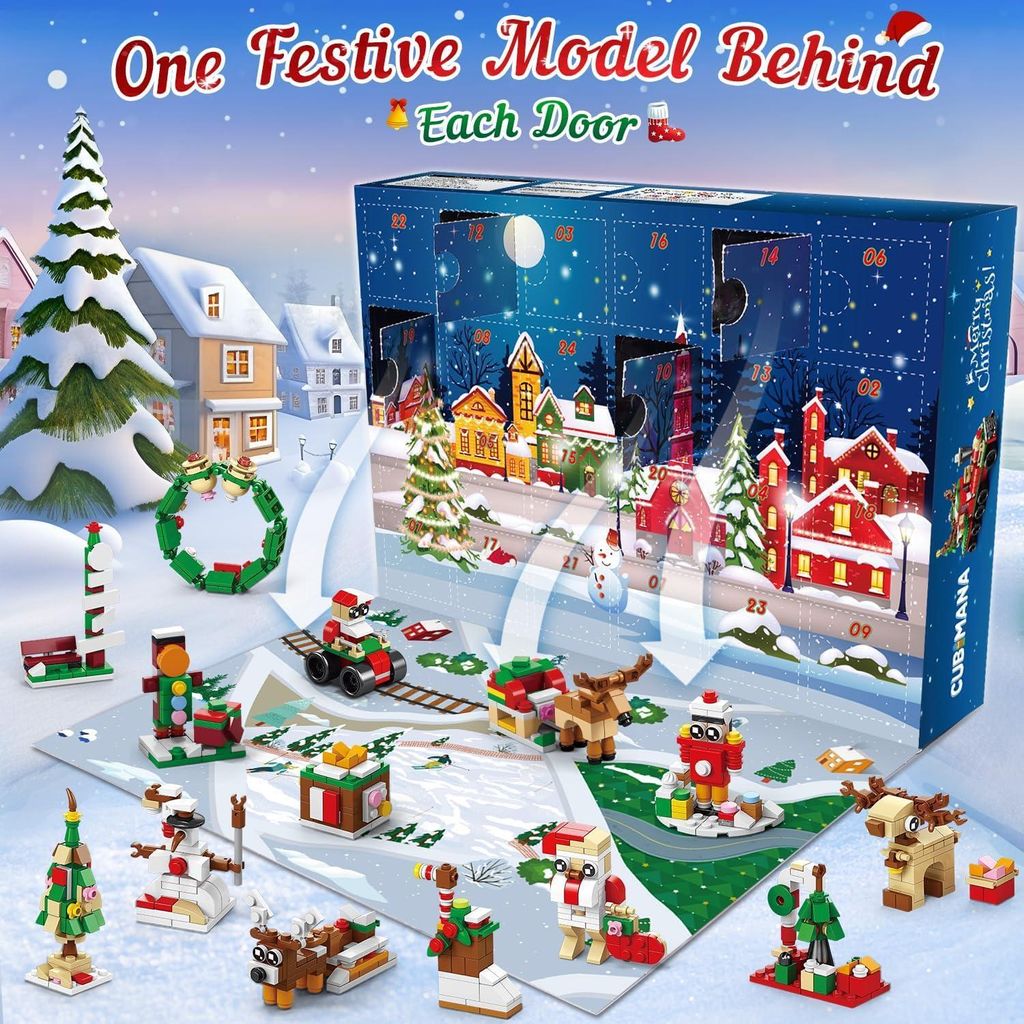 Wichtel Adventskalender 2024 – 24-tägiger Weihnachts-Countdown Mit 5 Zwergenpuppen & 19 Ornamenten