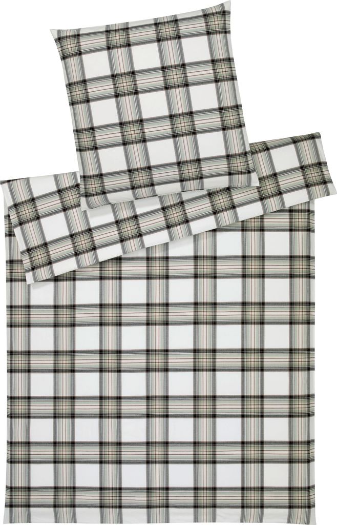 elegante Soft-Flanell-Bettwäsche-Garnitur Westminster Farbe Tannengrün Größe 200x200+2x70x90