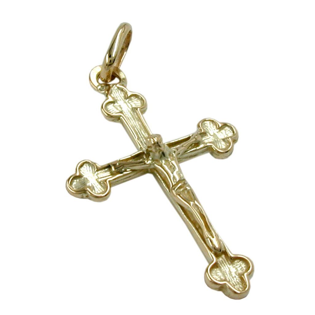 Anhänger 26x17mm Kreuz mit Jesus glänzend 14Kt GOLD gold 26x17mm