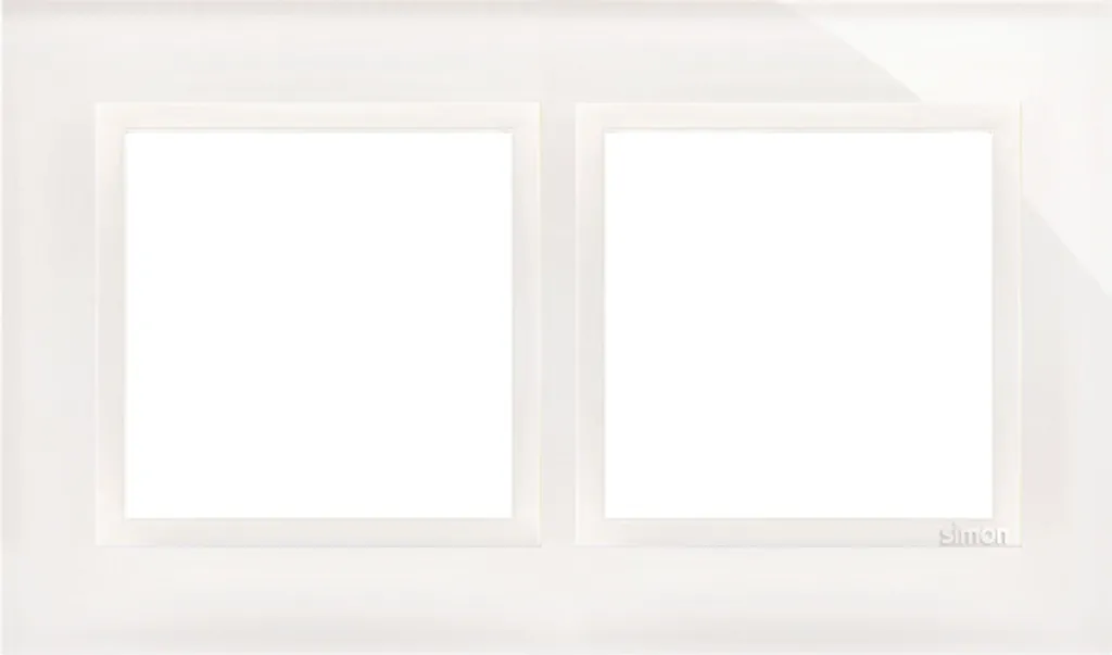 Plaque de finition double Simon 54 Nature blanc perle pour interrupteur
