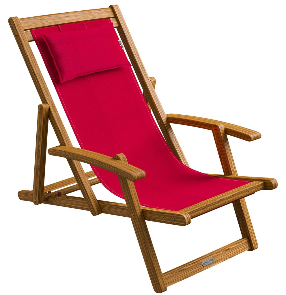CASARIA Sonnenliege Holz Wetterfest Klappbar 3-fach Verstellbar bis 160kg Gartenliege Outdoor mit Nackenkissen & Armlehnen Liegestuhl für Garten...