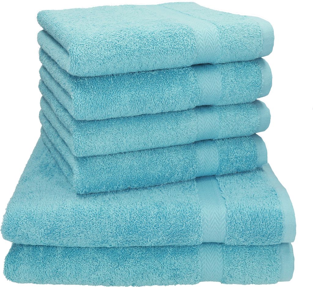 Betz 6-tlg. Handtuch-Set PREMIUM - 2 Liegetücher 4 Handtücher 100% Baumwolle Farbe: ocean